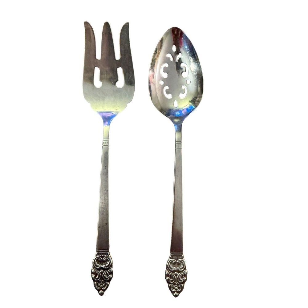 LOT OF 2 ONEIDA COMMUNITY  Vinland Stainless SERVING SPOON MEAT FORK